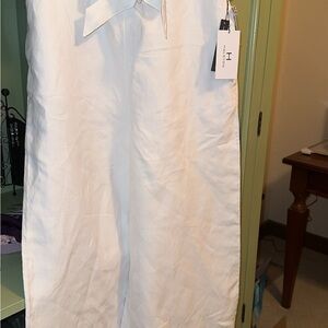 Halston Heritage Cream Tie-Waist Pants